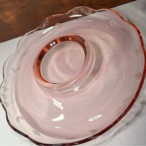 ❤️ 1930’s Cambridge Glass Etched Pink Console Glass Bowl, RARE HTF